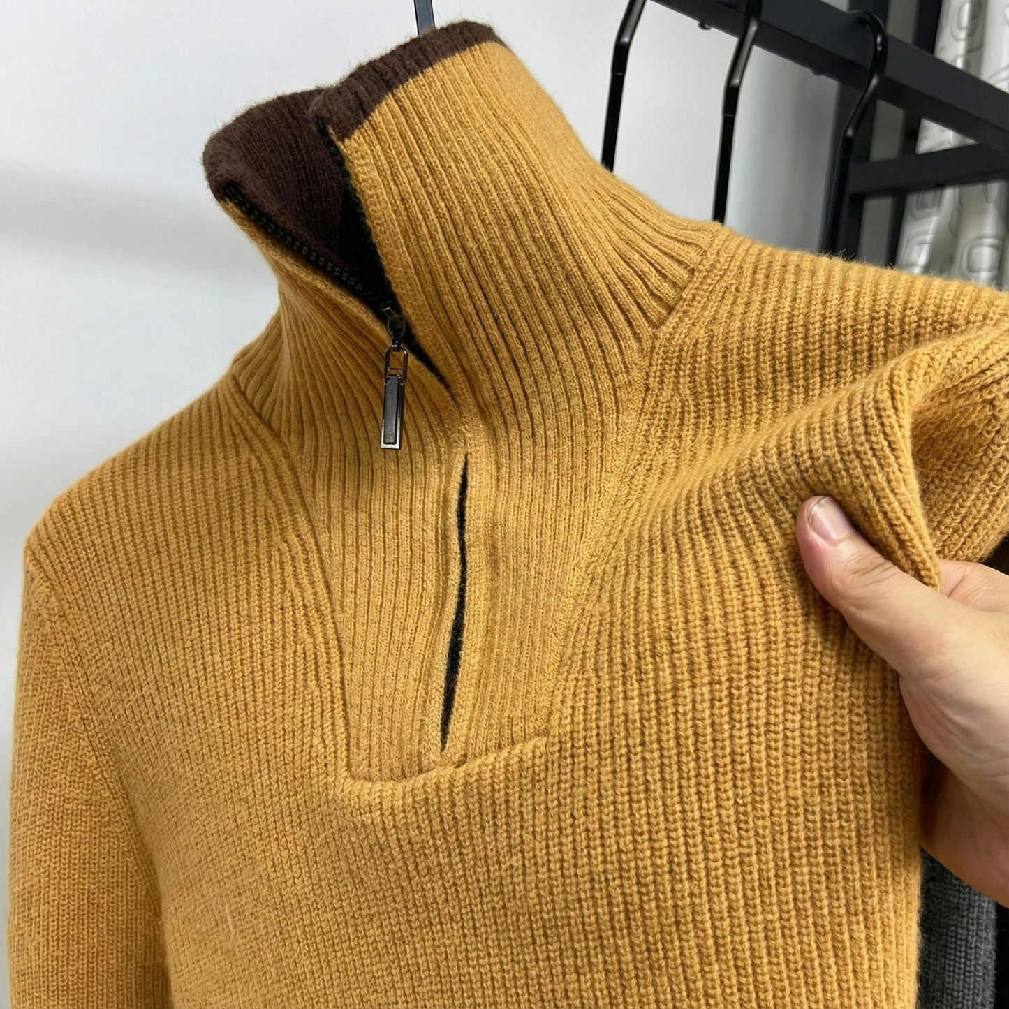 Roma Ribbed Half-Zip Knit Sweater