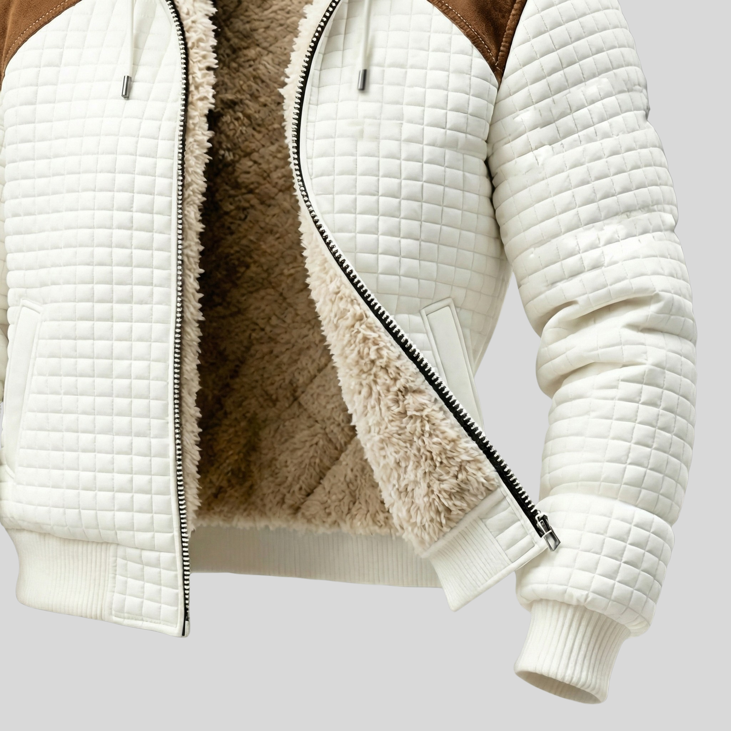 Quilted Sherpa Lined Hooded Winter Jacket