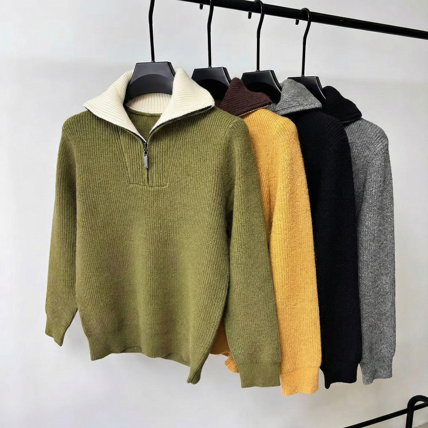 Roma Ribbed Half-Zip Knit Sweater