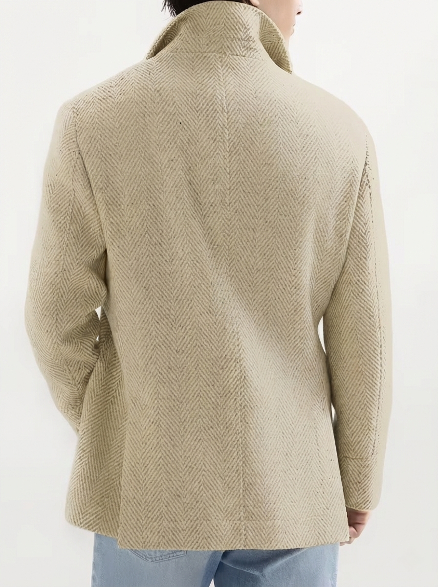 Trenton Herringbone Double-Breasted Wool Coat