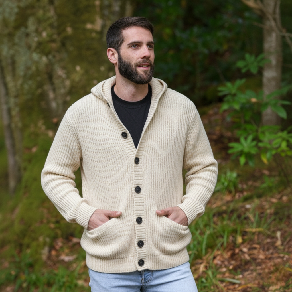 Ribbed Knit Hooded Cardigan