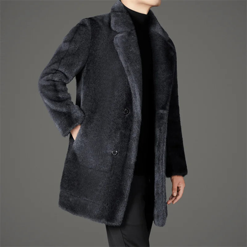 Ciedera Sleek Faux-Fur Overcoat