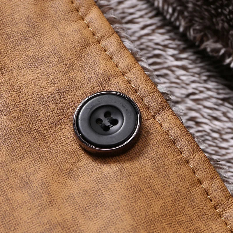Faux Leather Sherpa-Lined Jacket