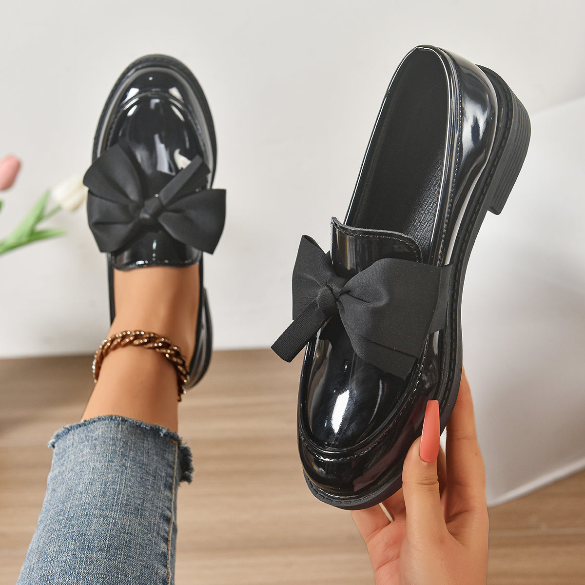 Valencia Bow Patent Loafers