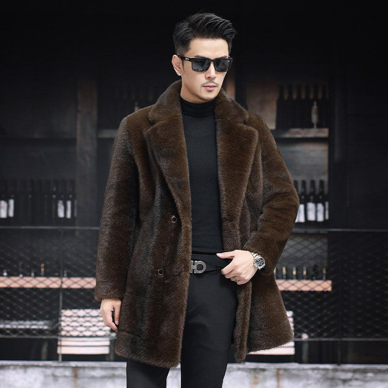 Ciedera Sleek Faux-Fur Overcoat