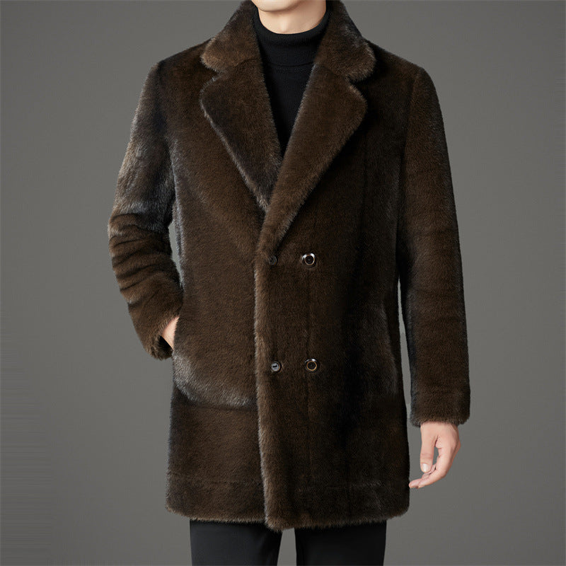 Ciedera Sleek Faux-Fur Overcoat