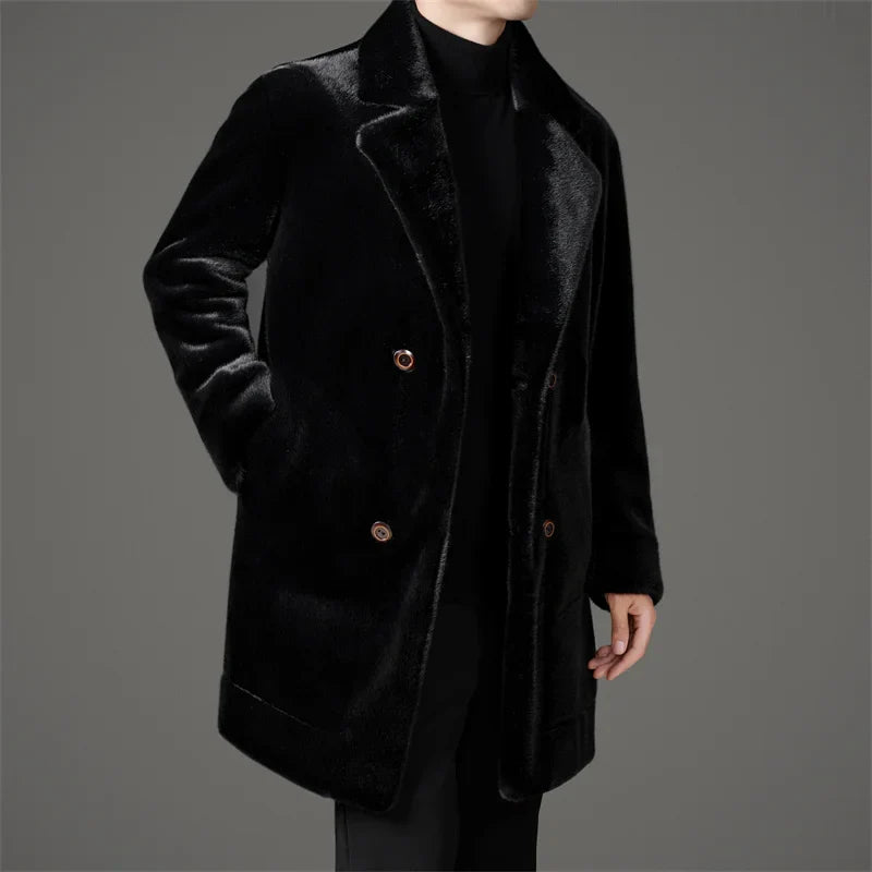 Ciedera Sleek Faux-Fur Overcoat