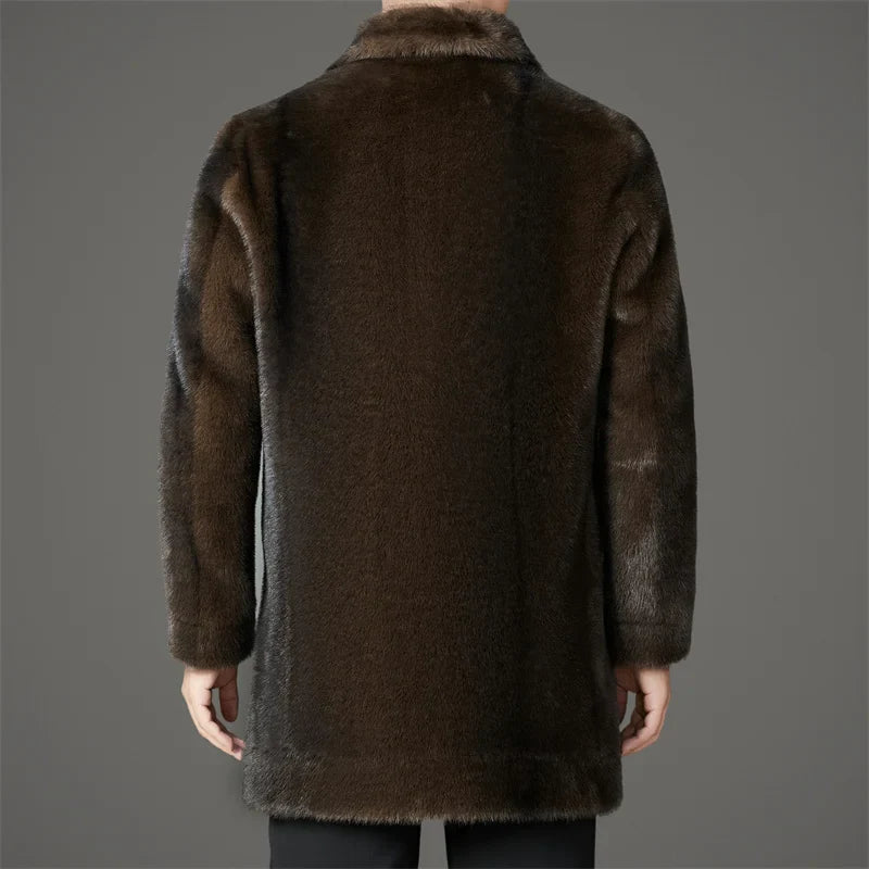 Ciedera Sleek Faux-Fur Overcoat