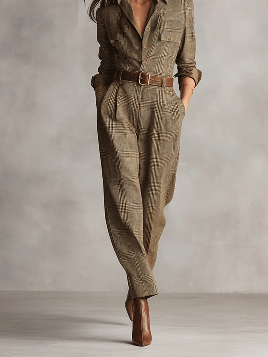 Ciedera Tailored Plaid Jumpsuit