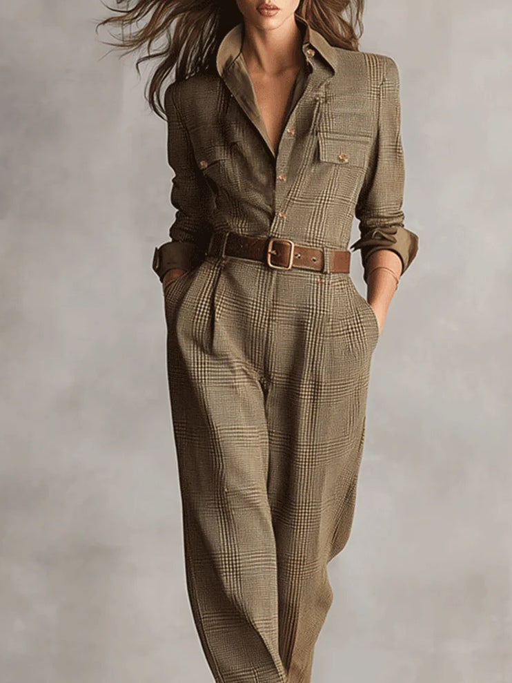 Ciedera Tailored Plaid Jumpsuit