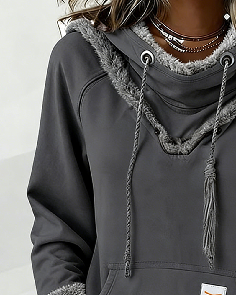 Lola Hooded Fleece Trim Hoodie