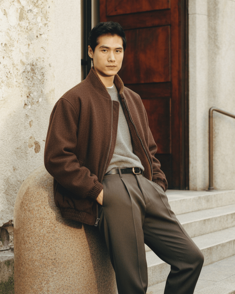 Milan Sherpa‑Lined Bomber Jacket