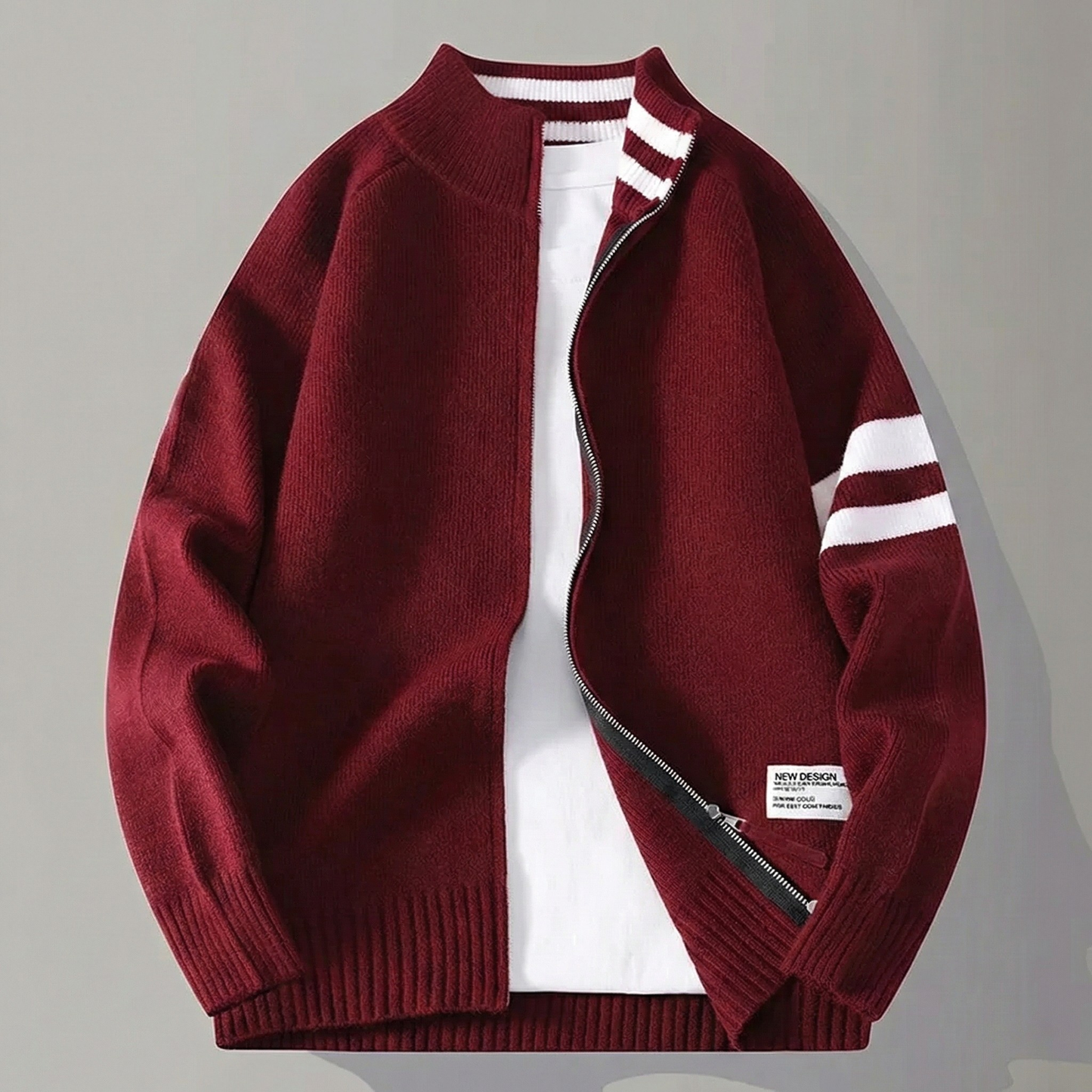 Caleb Zip-Up Knit Cardigan