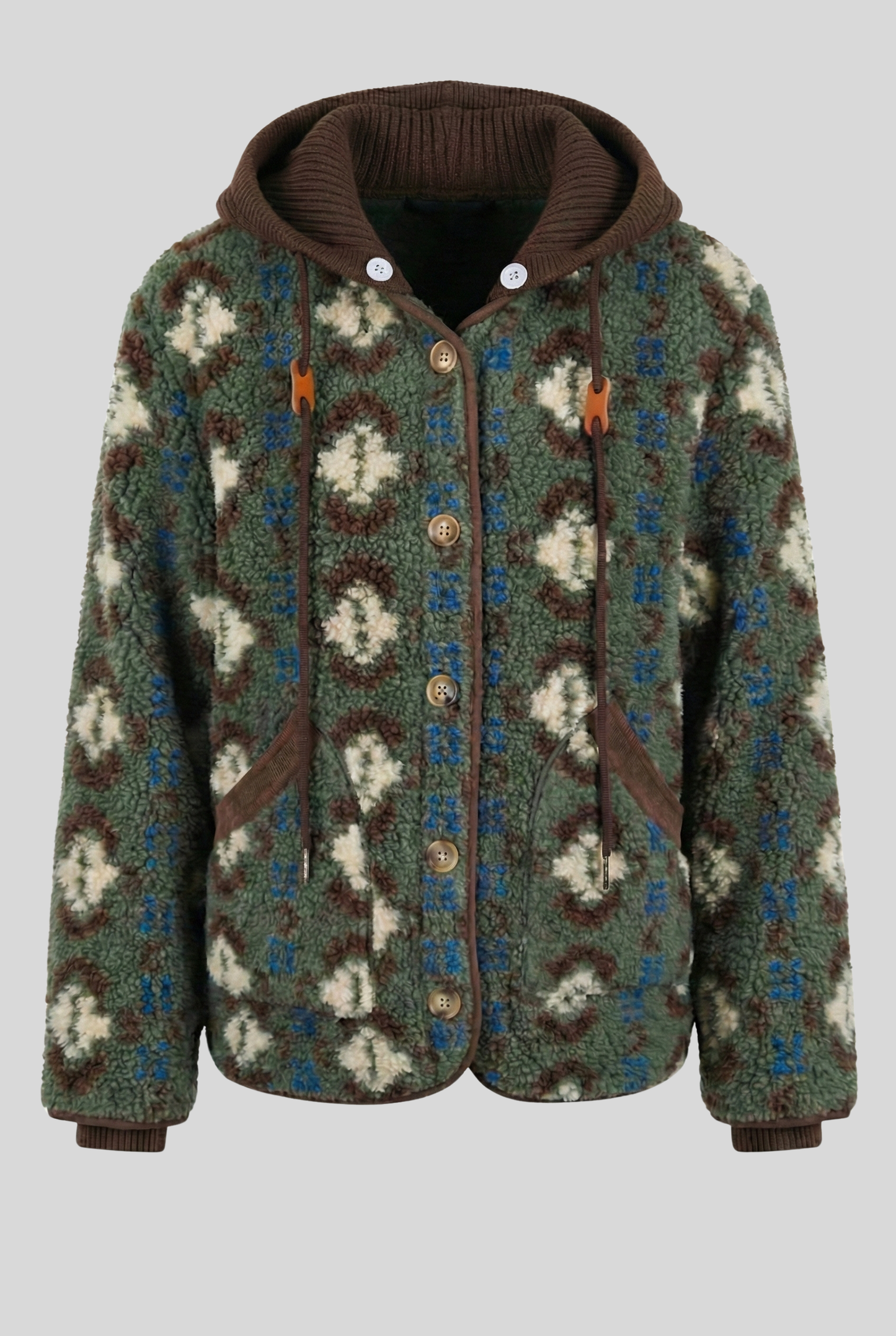 Avery Patterned Fleece Jacket With Detachable Hood