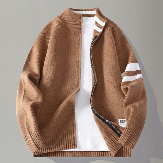 Caleb Zip-Up Knit Cardigan