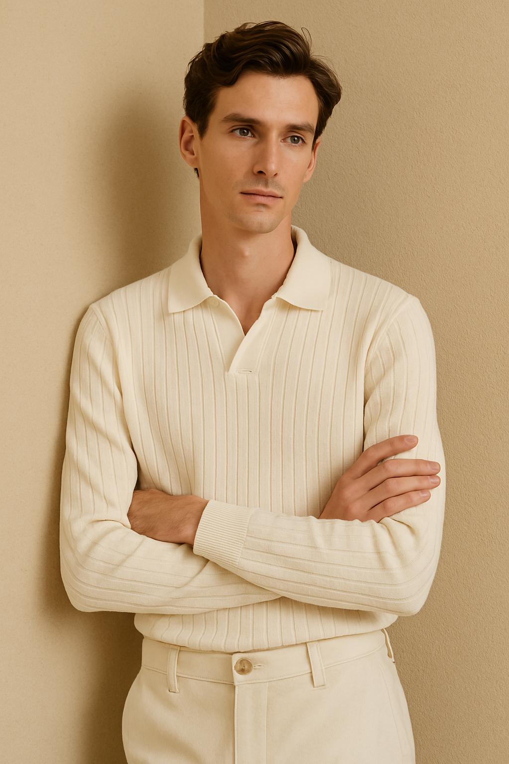 Ciedera Striped Long Sleeve Polo