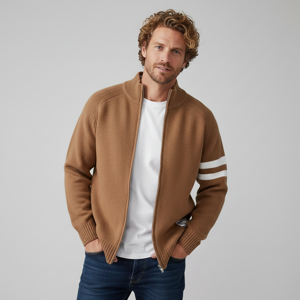 Caleb Zip-Up Knit Cardigan