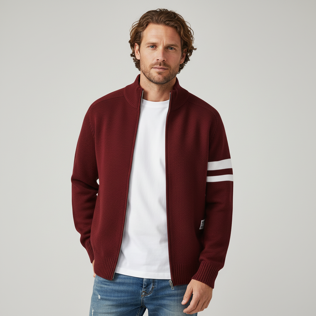 Caleb Zip-Up Knit Cardigan