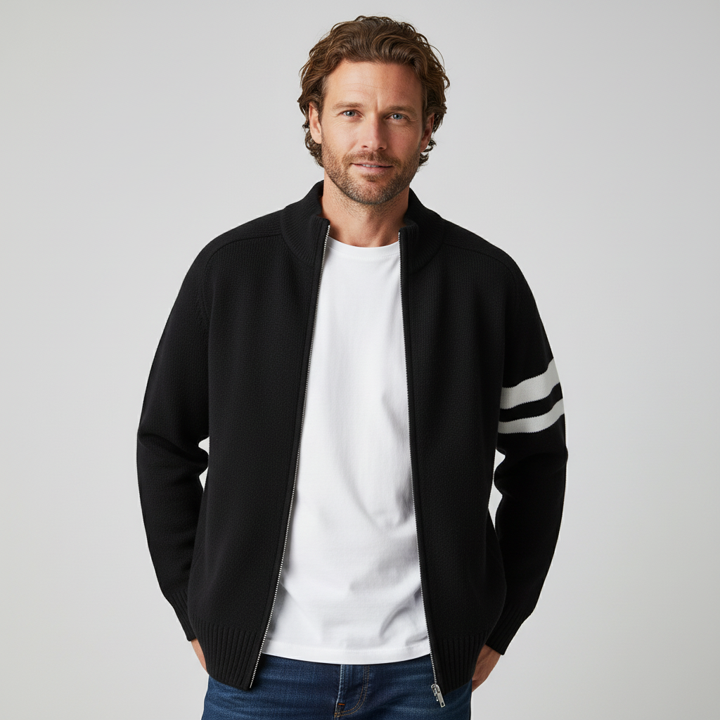Caleb Zip-Up Knit Cardigan