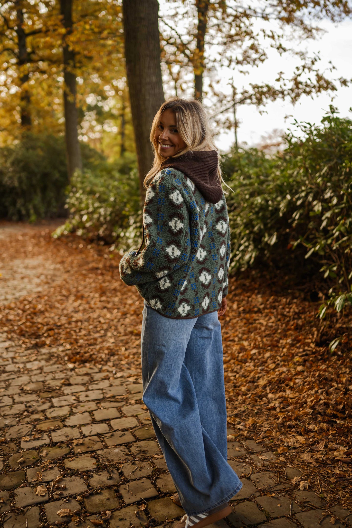 Avery Patterned Fleece Jacket With Detachable Hood
