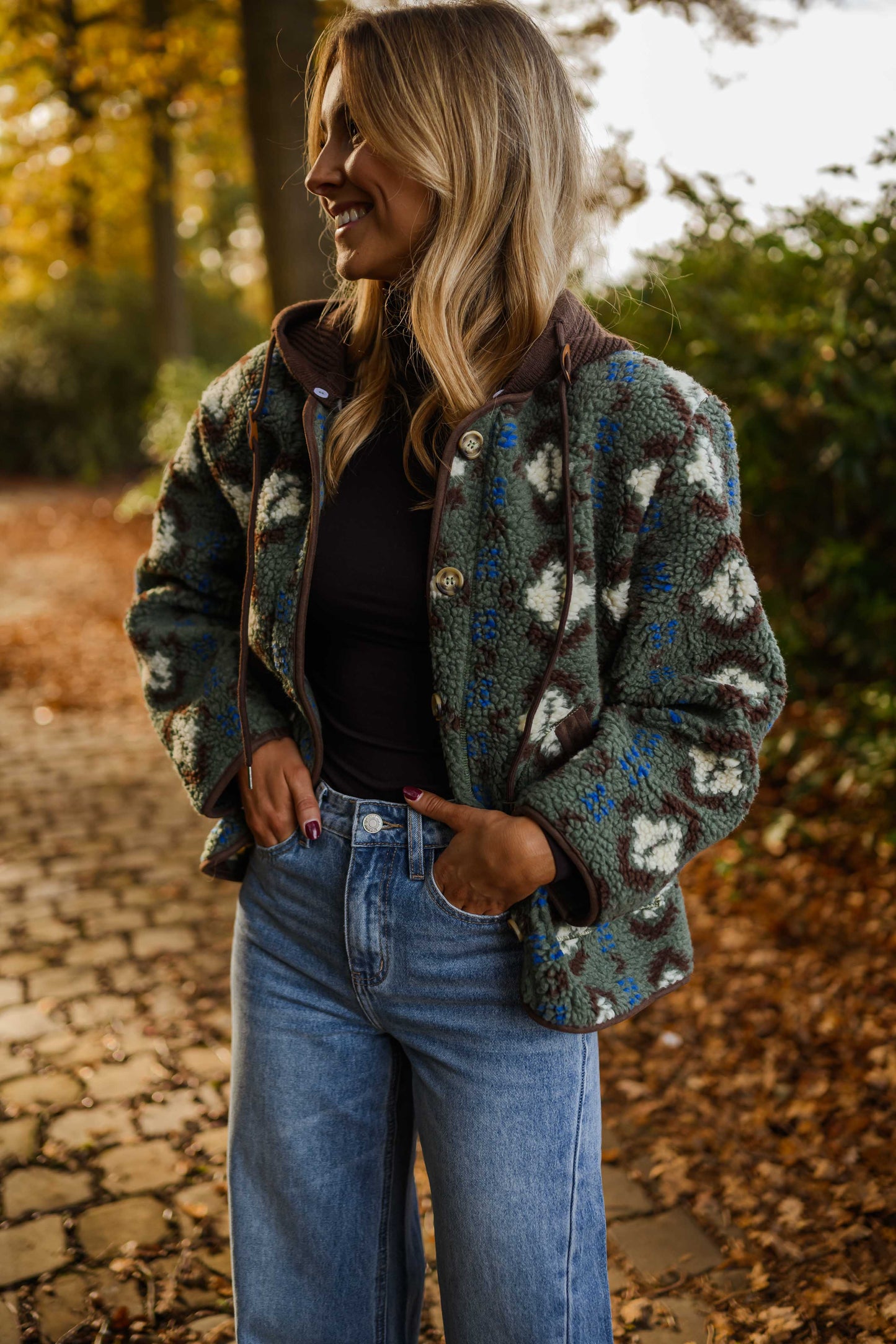 Avery Patterned Fleece Jacket With Detachable Hood