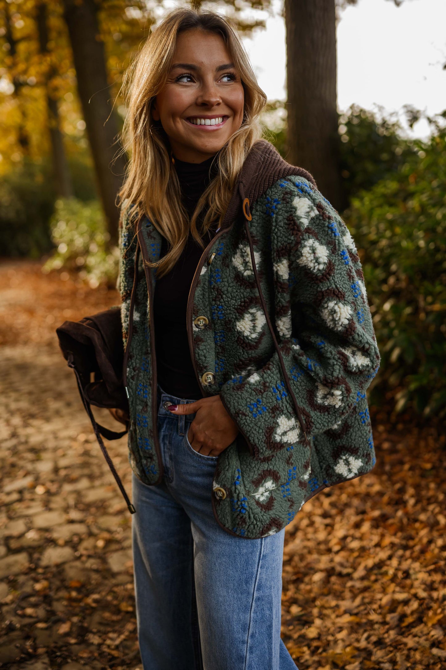 Avery Patterned Fleece Jacket With Detachable Hood