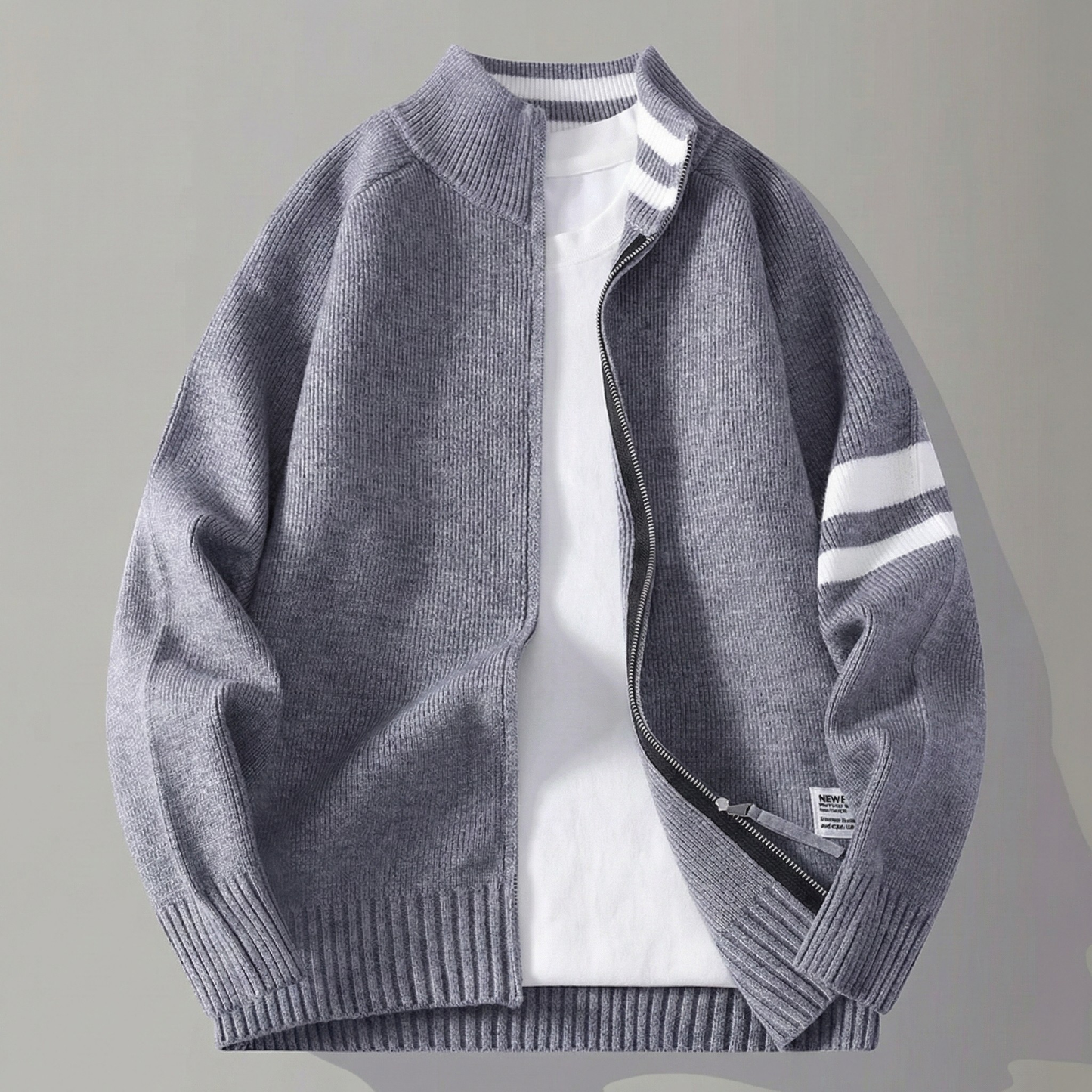 Caleb Zip-Up Knit Cardigan