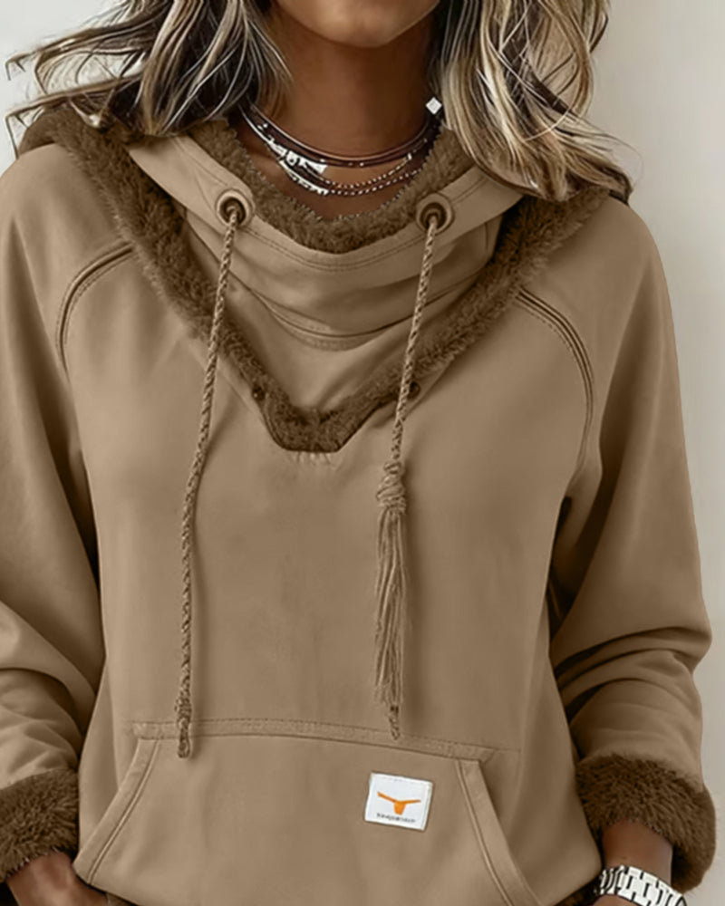 Lola Hooded Fleece Trim Hoodie