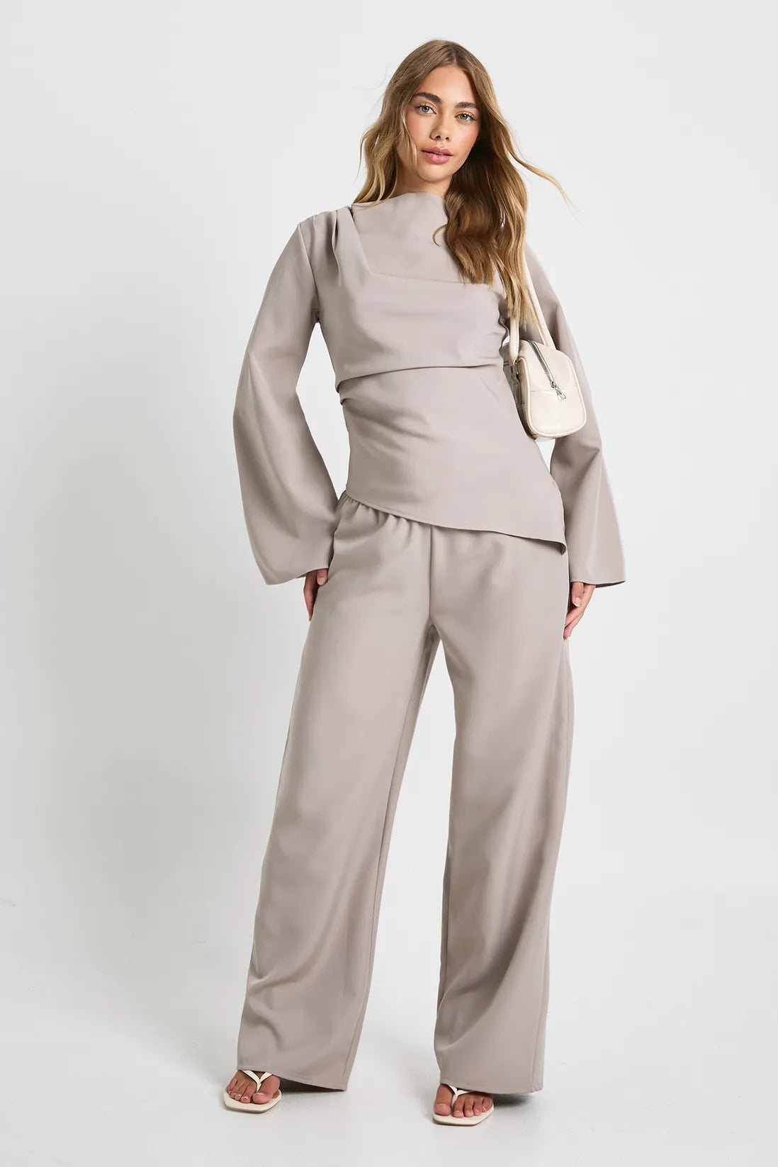 Ciedera Draped Asymmetric Co-Ord Grey