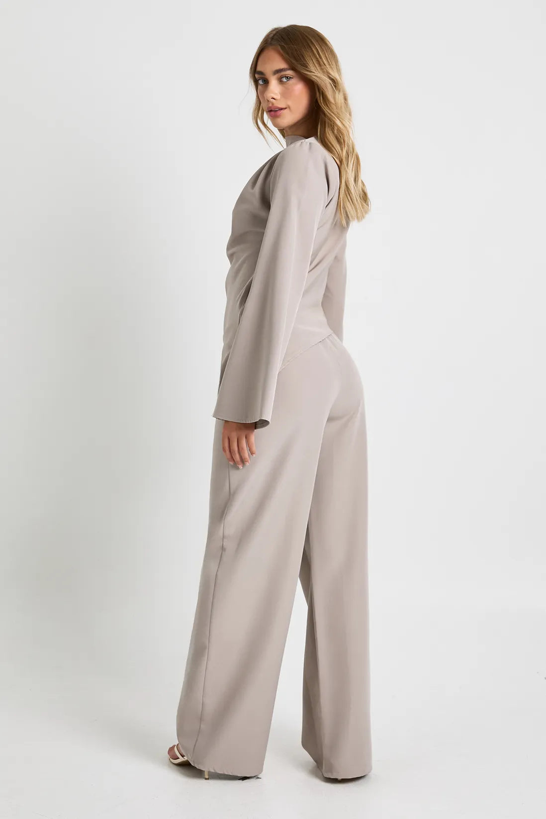 Ciedera Draped Asymmetric Co-Ord Grey