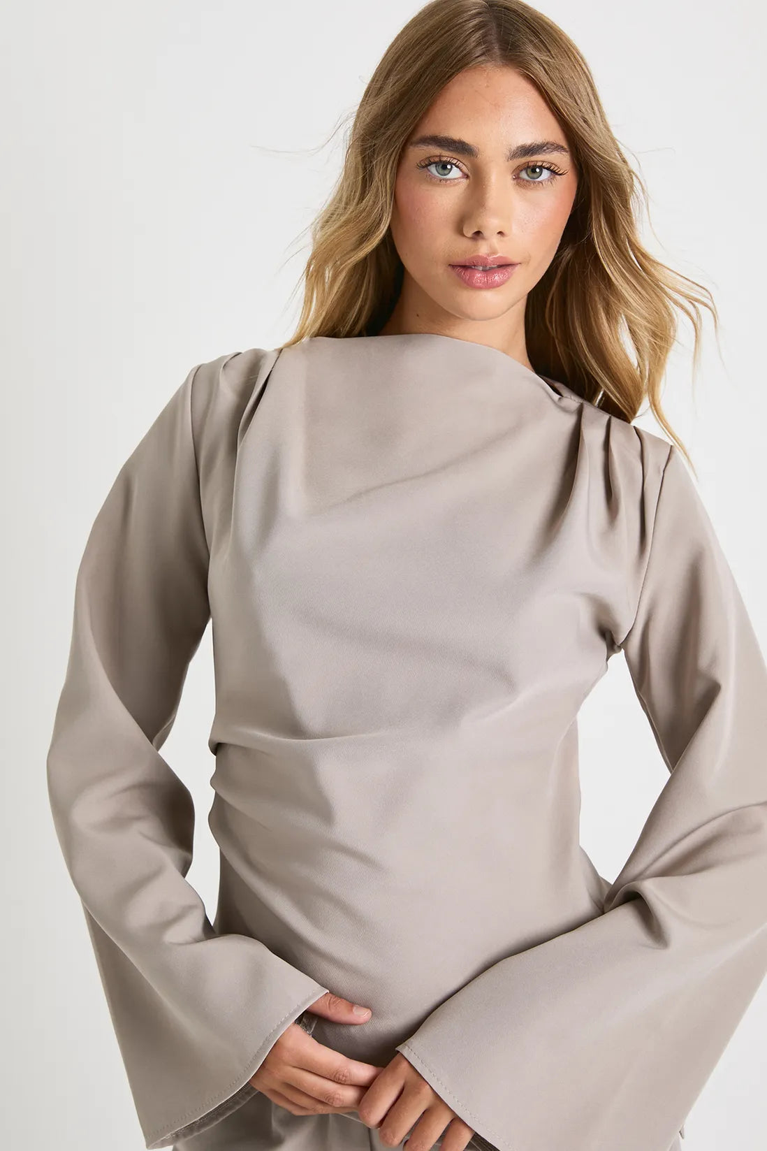 Ciedera Draped Asymmetric Co-Ord Grey