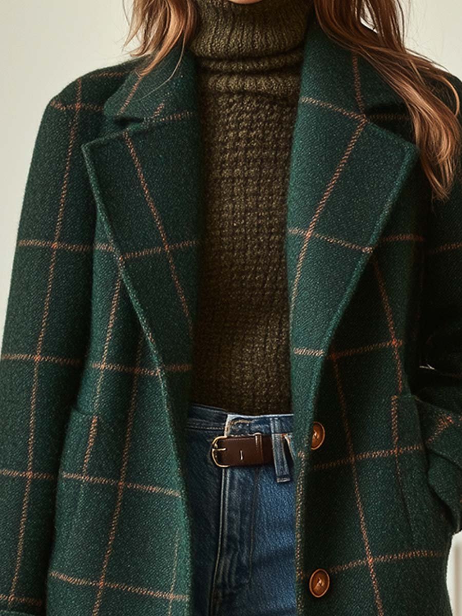 Classic Checkered Wool Coat