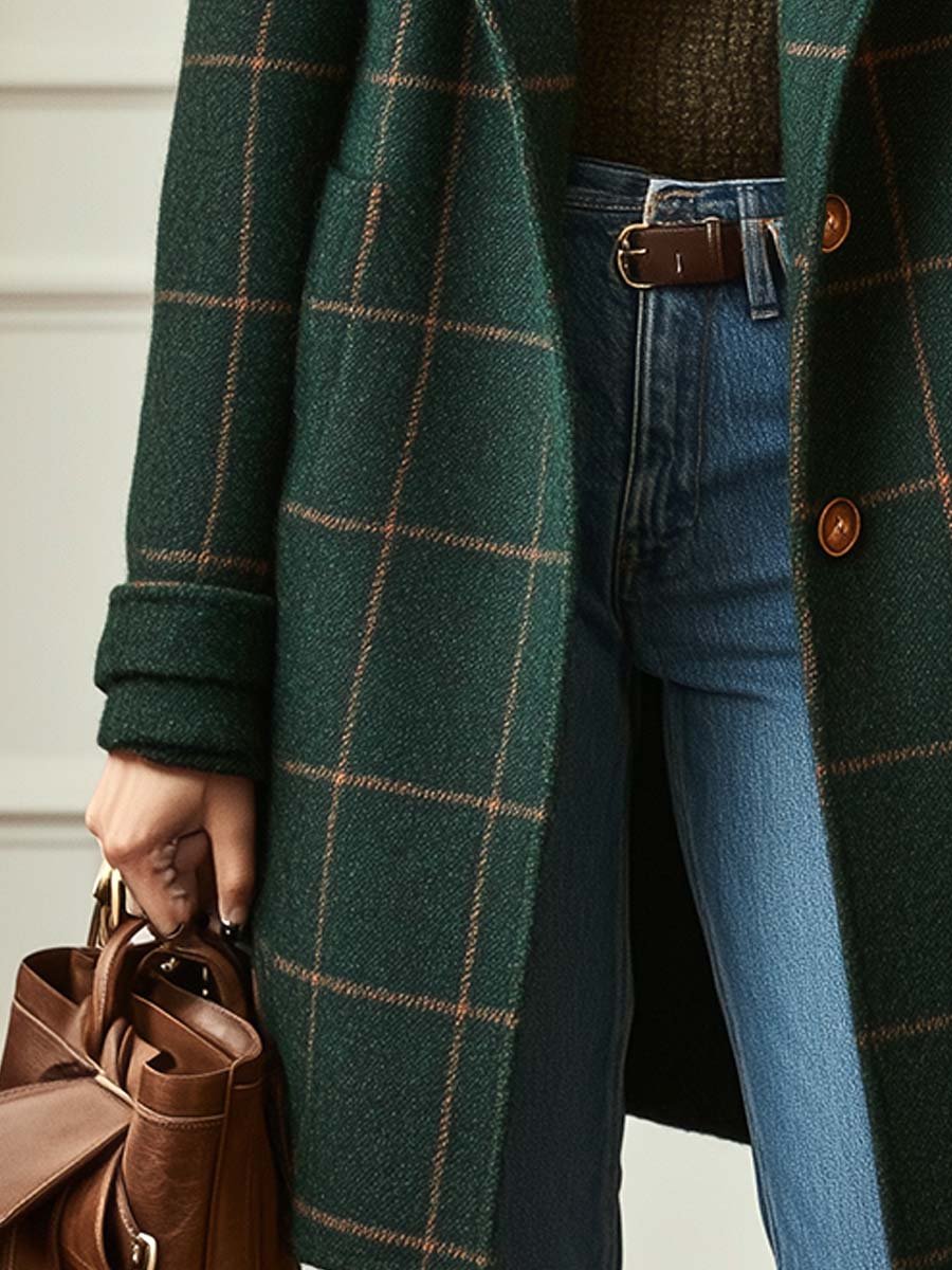 Classic Checkered Wool Coat