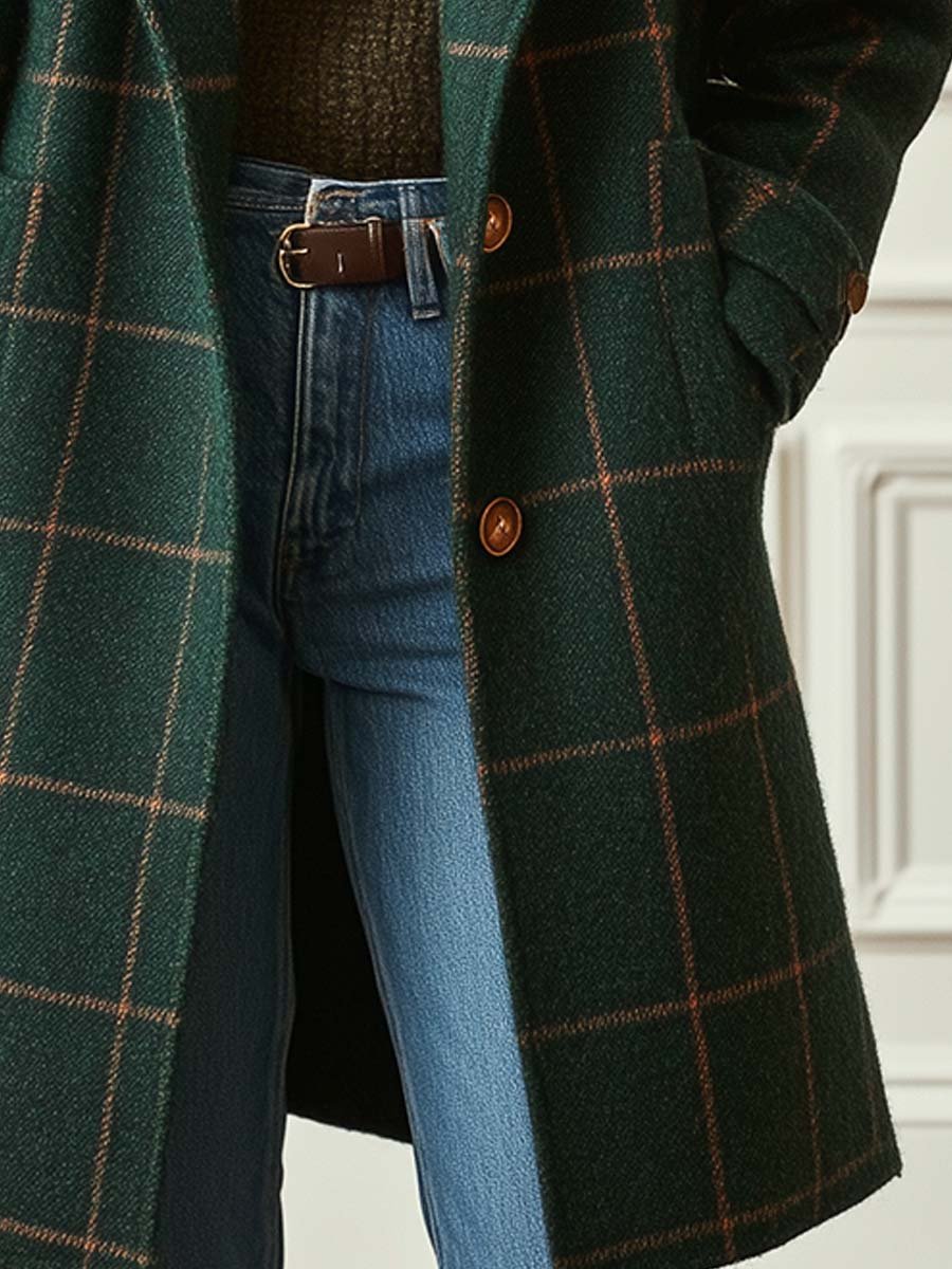 Classic Checkered Wool Coat