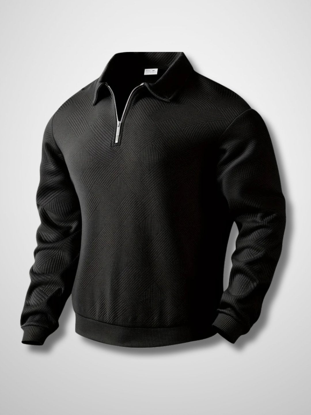 Geometric Knit Half-Zip Sweater