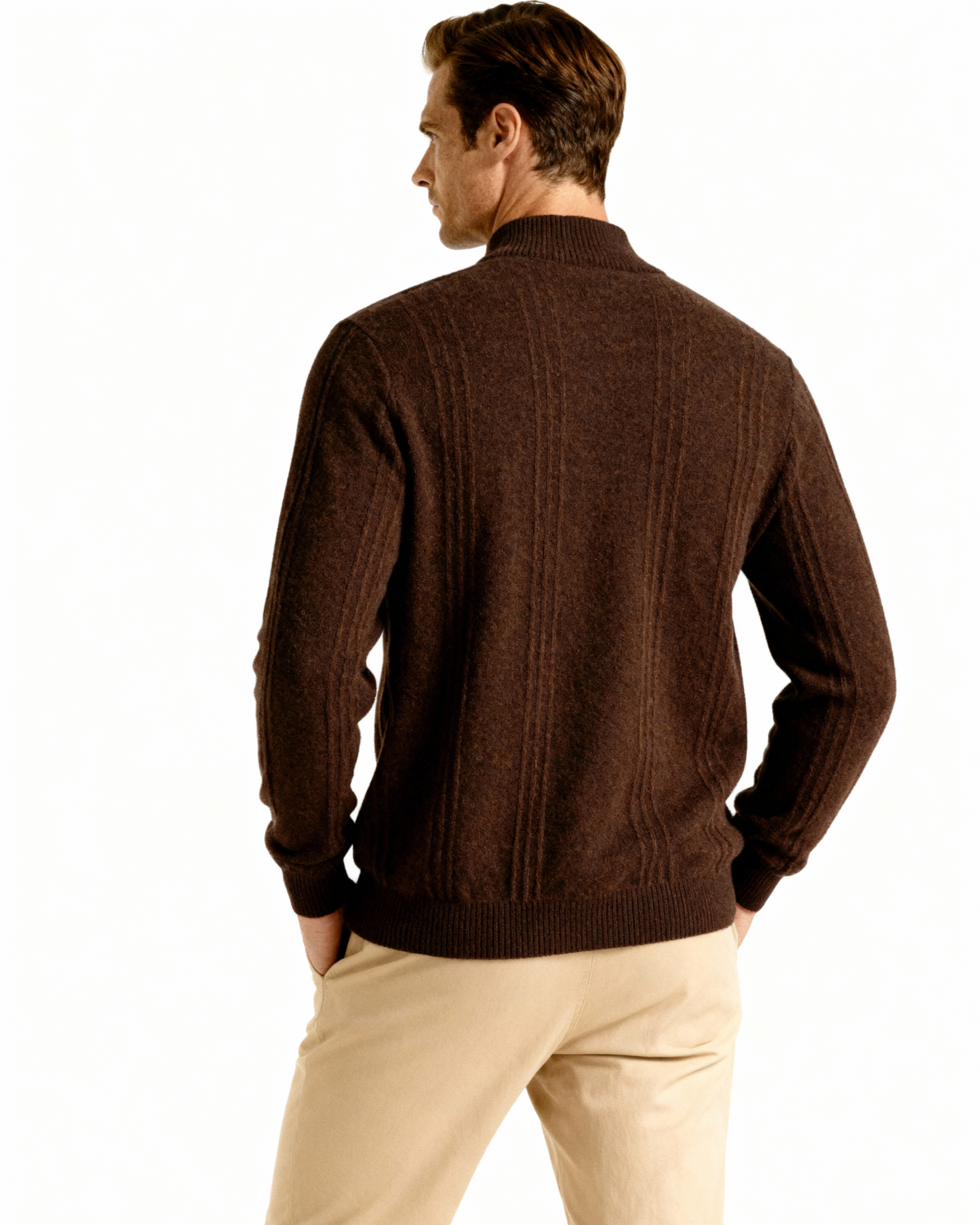 Ciedera Cashmere Ribbed Half Zip Sweater