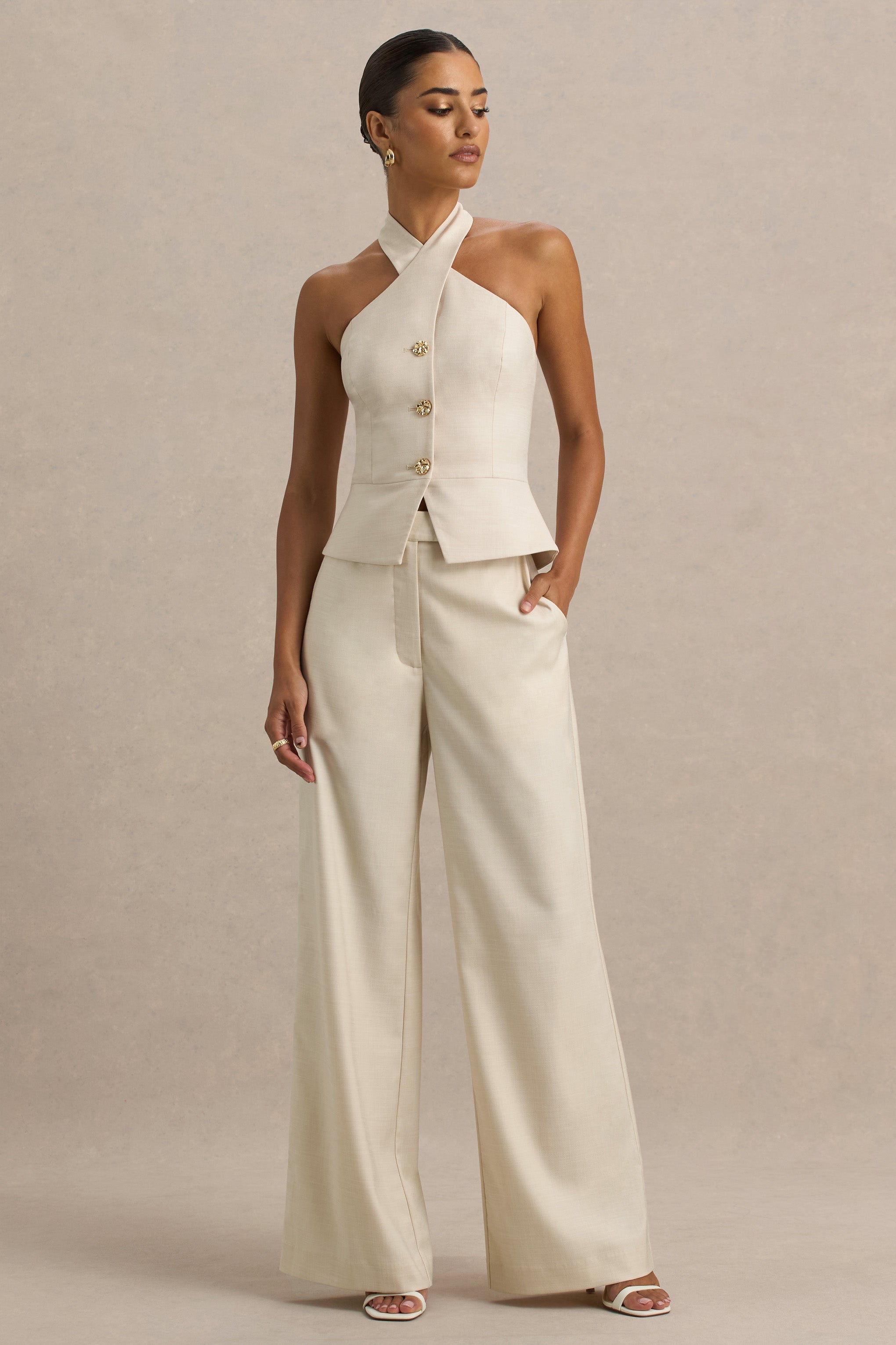 Ciedera Wide-Leg Trousers Sand