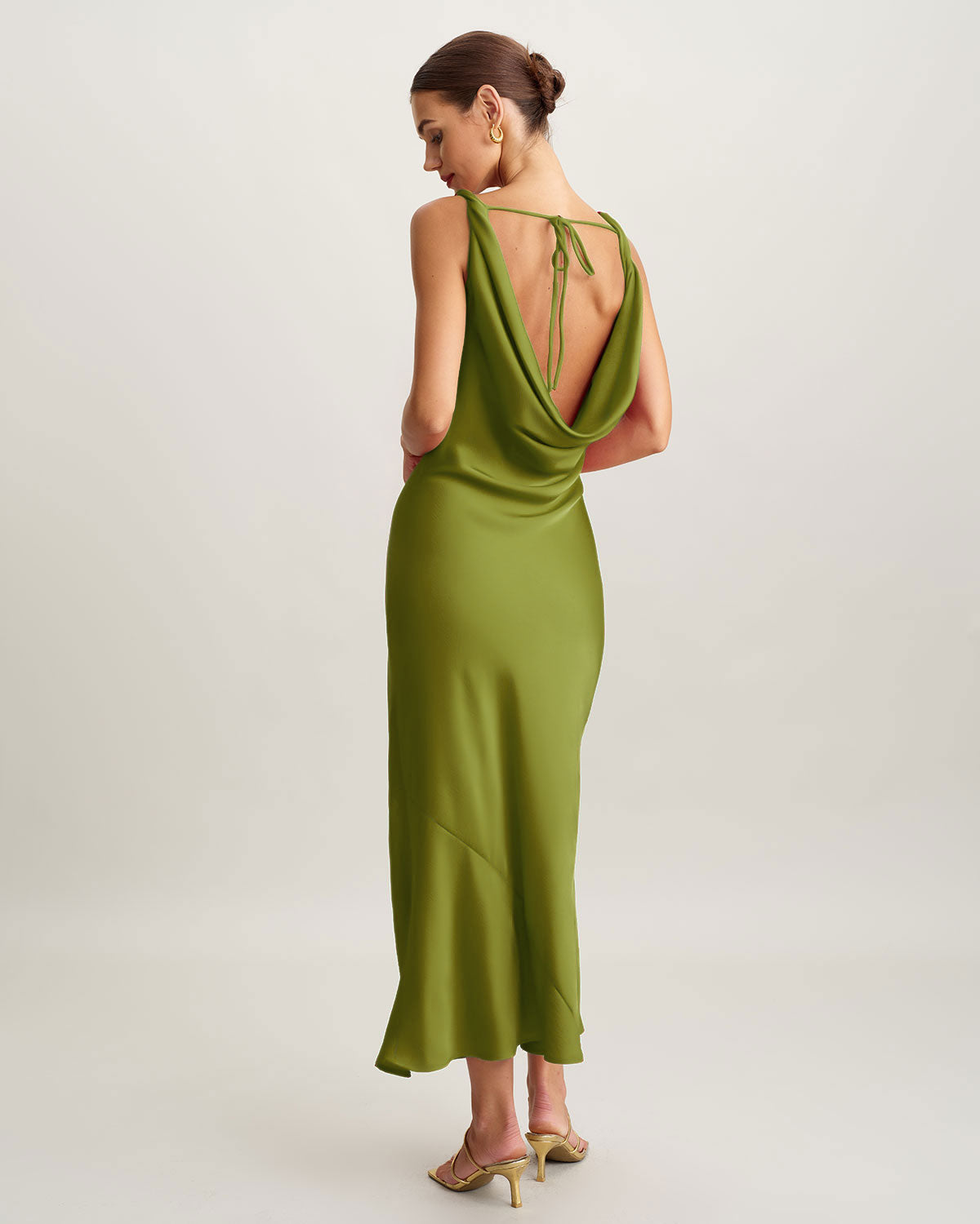 Ciedera Maxi Dress Green Satin