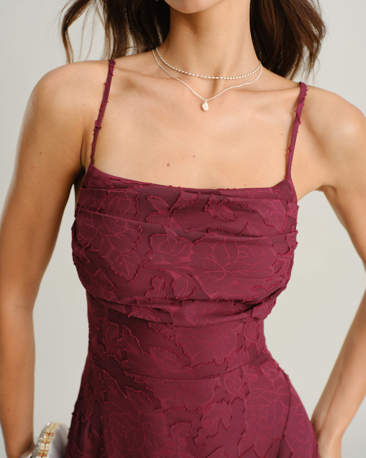 Ciedera Slip Maxi Dress Wine Red